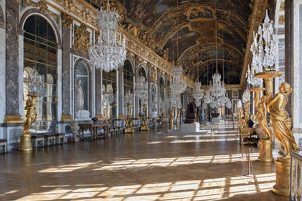 Grande Galerie or Galerie des Glaces (The Hall of Mirrors) in Palace of Versailles