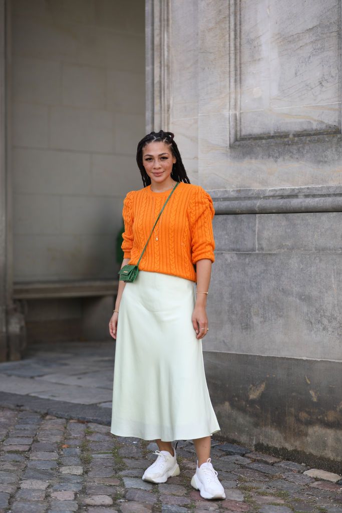 sweater with pleated skirt