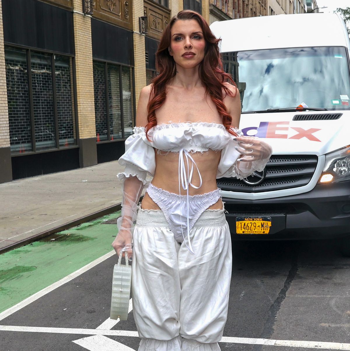 Julia Fox Wears Underwear Over Bloomers in Cottagecore look