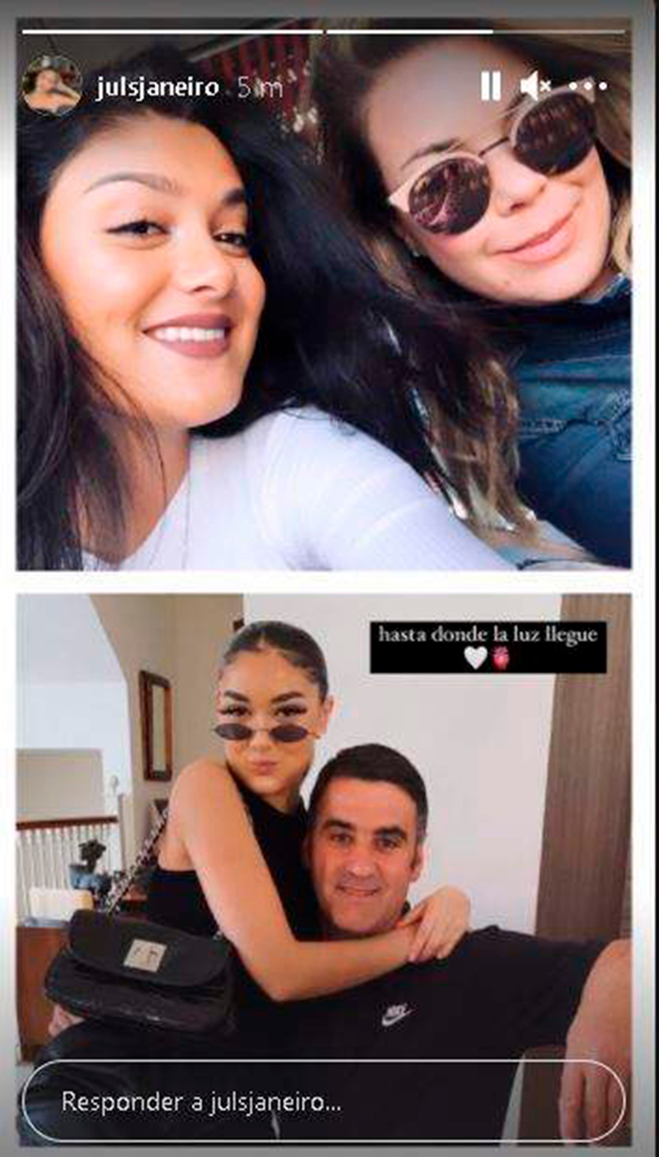 julia janeiro comparte en sus stories de instagram una fotografía junto a sus padres