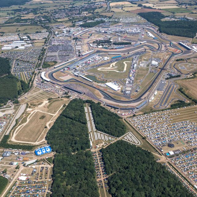 aerial view of the british grand prix, silvertone
