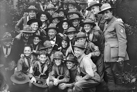 Al Smith Posing With Boy Scouts