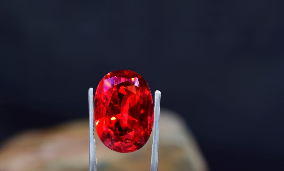 closeup of red gemstone