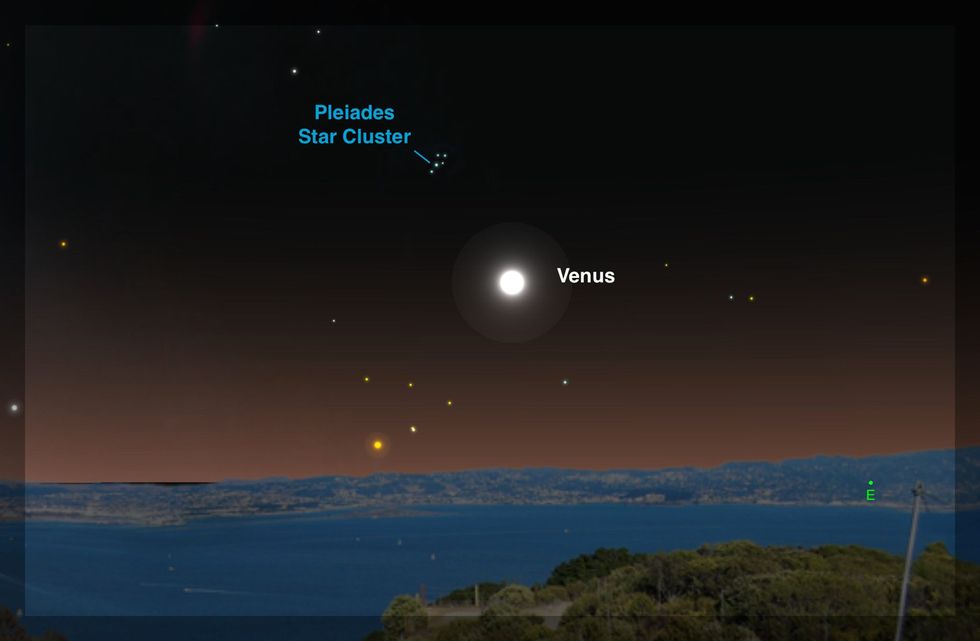 Vroege vogels kunnen op 5 juli de Morgenster Venus vlak langs de Plejadensterrencluster zien trekken