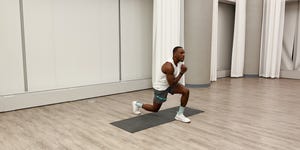 man practicing a lunge exercise