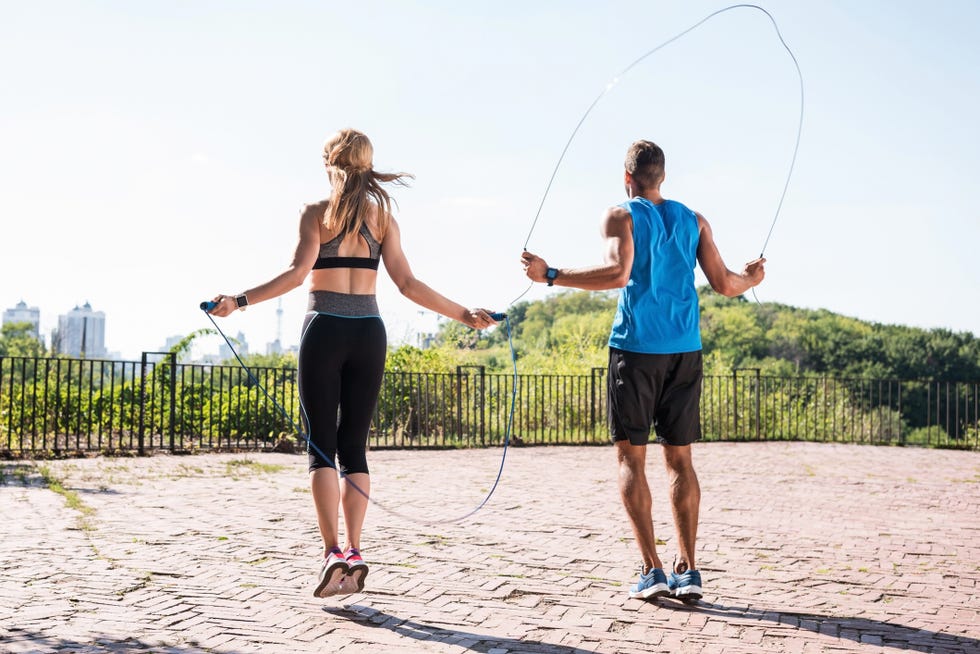 jumping on skipping ropes