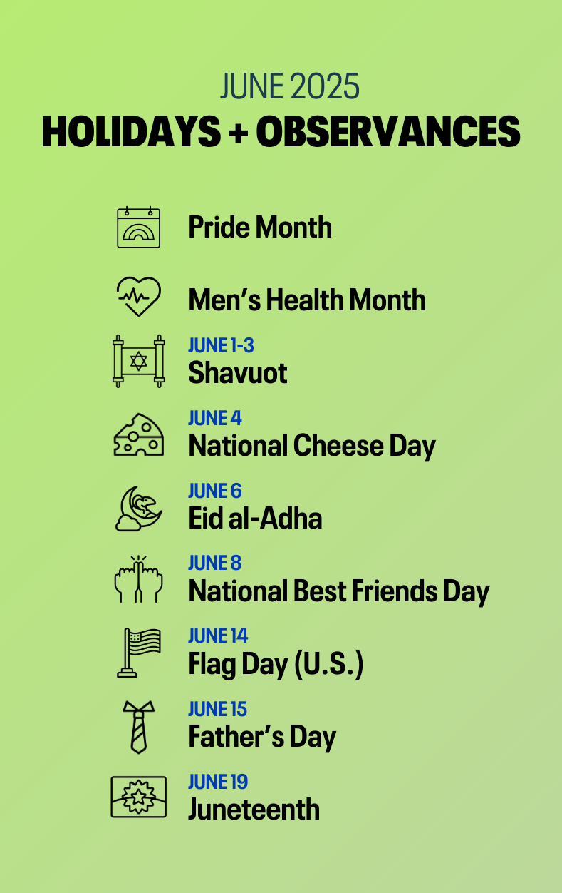 list of holidays and observances for june 2025