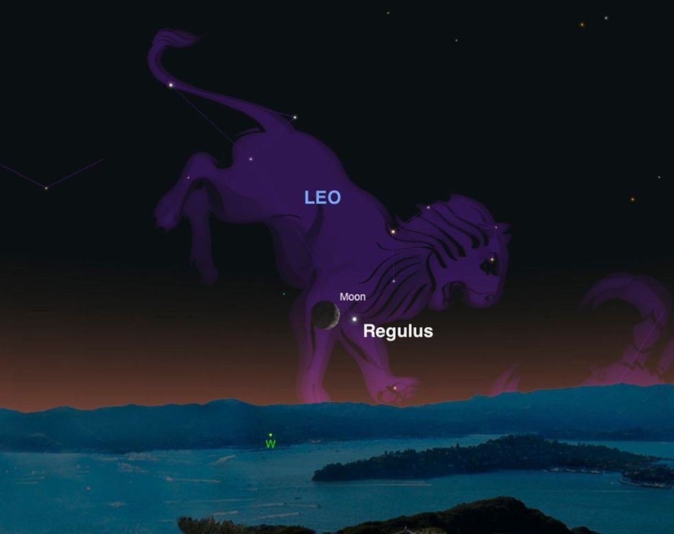 De wassende maan staat op 27 juni vlakbij de ster Regulus