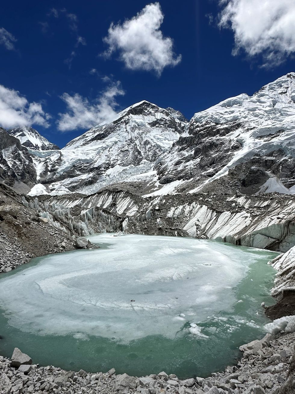 an icy pond in the himalayan mountains