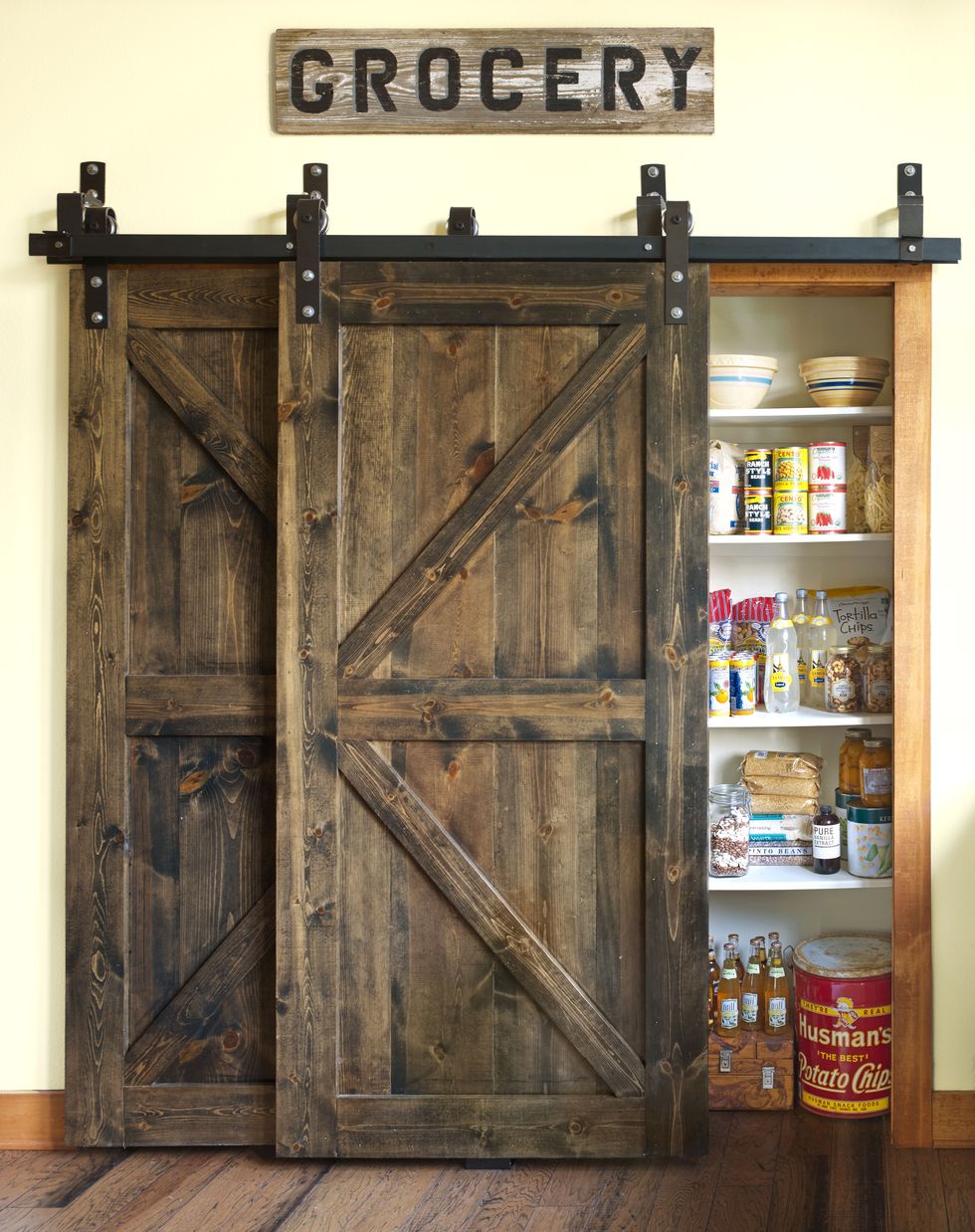 pantry with barn doors