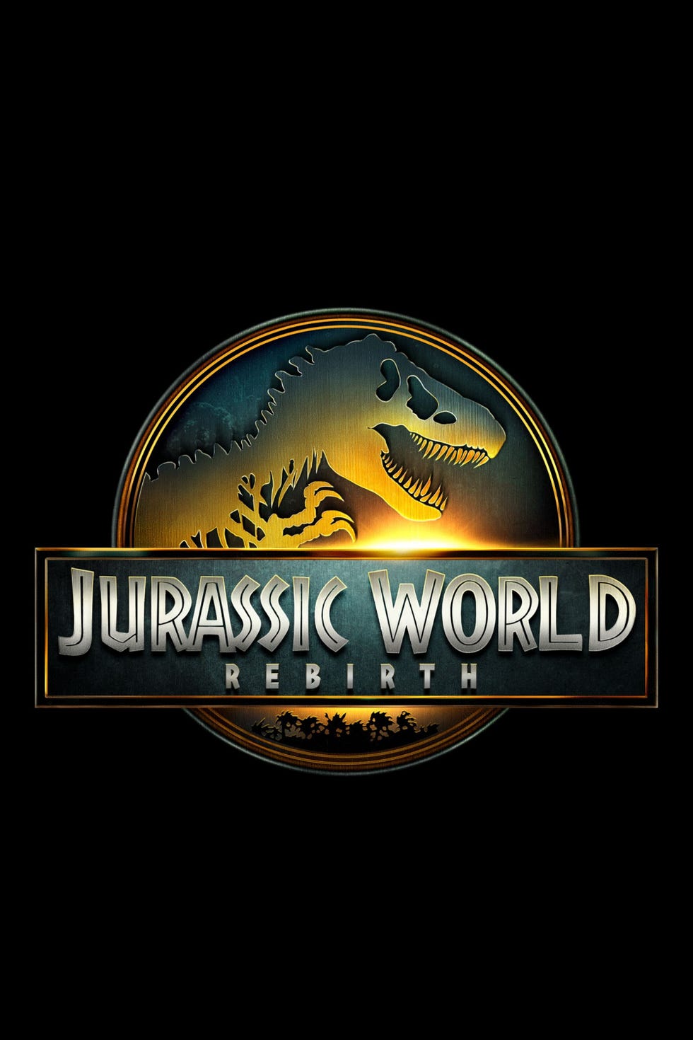 logo of jurassic world rebirth featuring a dinosaur silhouette