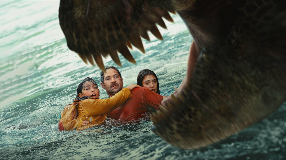 audrina miranda, luna blaise, and manuel garcia rulfo in jurassic world rebirth 2025