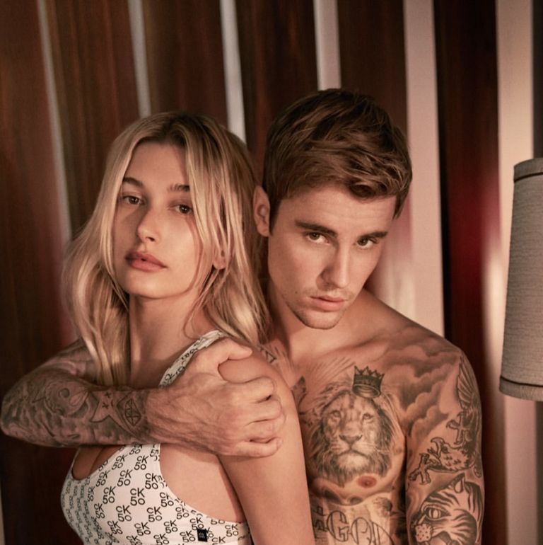 Justin and Hailey Baldwin Kiss in Underwear for Calvin Klein