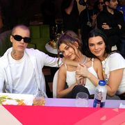 devin booker, justin bieber, hailey bieber, and kendall jenner at the super bowl