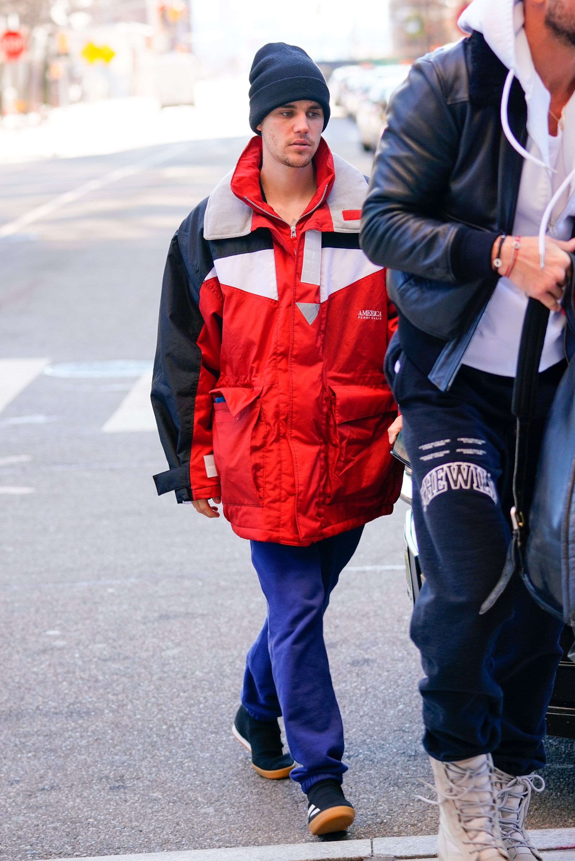 NY Fashion Week Fall Justin Bieber Red Leather Jacket - William Jacket