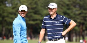 Pro Golfers Rory McIlroy and Justin Thomas ride Peloton
