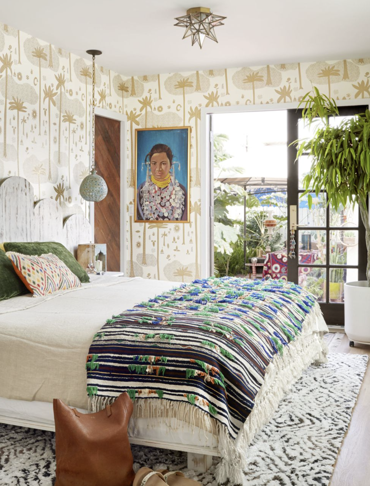 Botanical Accents in a Vintage Bedroom