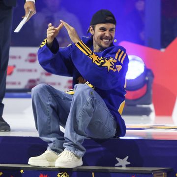 toronto, ontario february 01 singer justin bieber takes part in the draft during 2024 nhl all star thursday at scotiabank arena on february 01, 2024 in toronto, ontario, canada photo by bruce bennettgetty images
