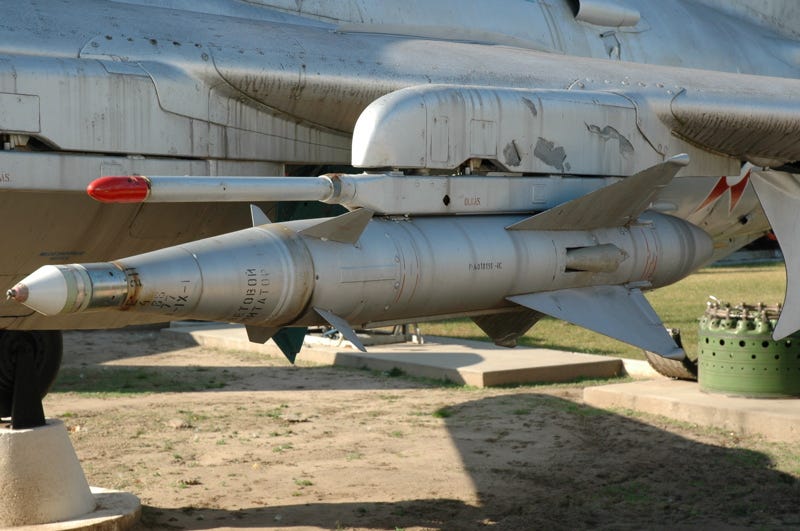 k5m missile mounted on mig19 jet at army history museum in kecel, hungary