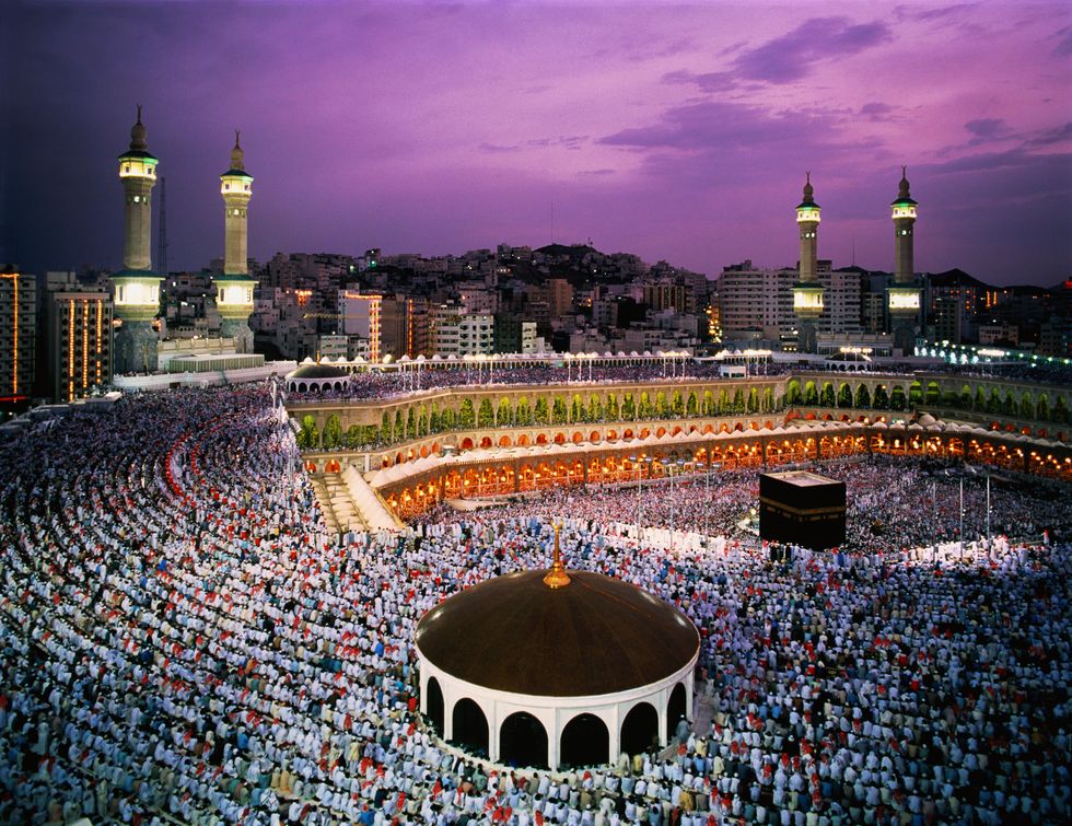 mecca is the focus of the hajj, pilgrimage that every muslim must try to make at least once in his life at centre of the great mosque complex al haram sits kaaba, a windowless black edifice said to have been built by abraham, the hebrew patriarch