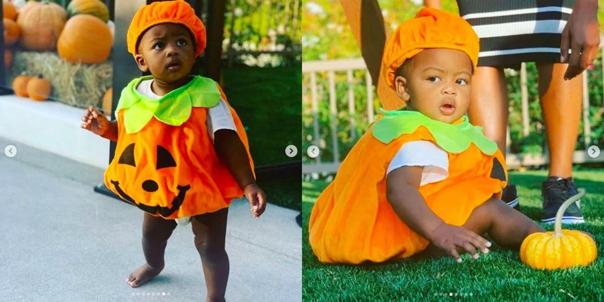 Kaavia James Celebrates Halloween Early in Cute Pumpkin Costume