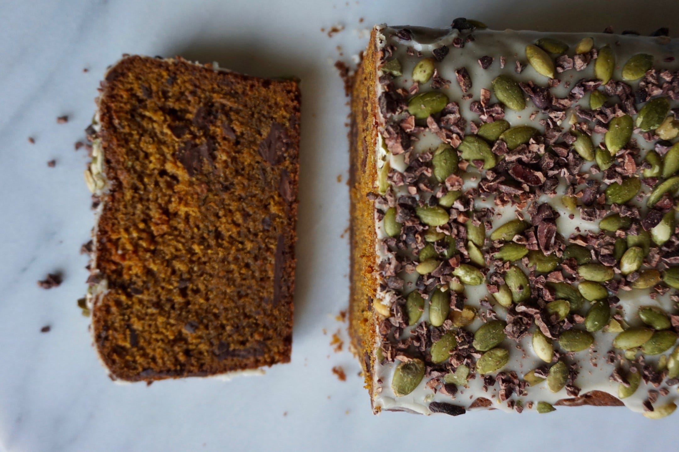 kabocha pumpkin olive oil cake with bittersweet chocolate