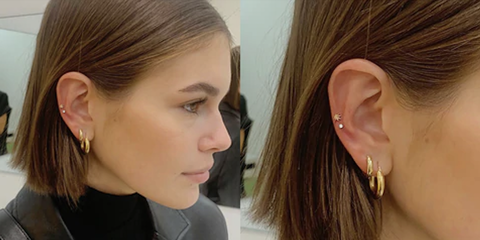 kaia gerber's ear piercings