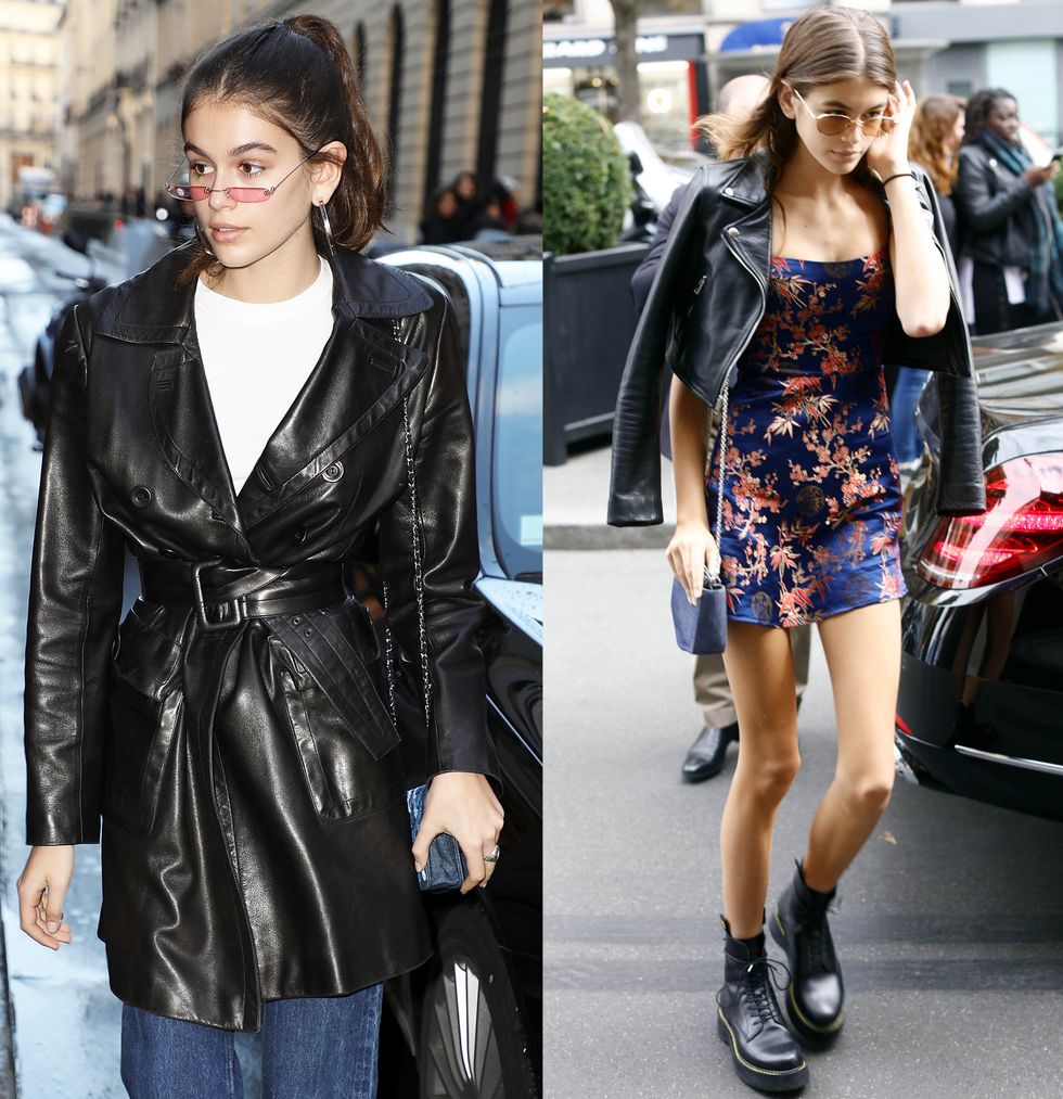 Kaia Gerber, astro nascente tra le modelle famose, quando è lontana dalle passerelle i suoi look assomigliano a quelli di una teenager, streetwear, citazioni anni 90, leggings e sneakers con i collant: da copiare.