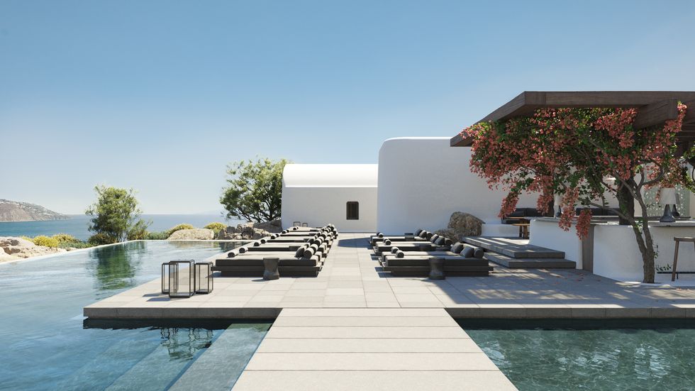 kalesma resort pool on mykonos island greece