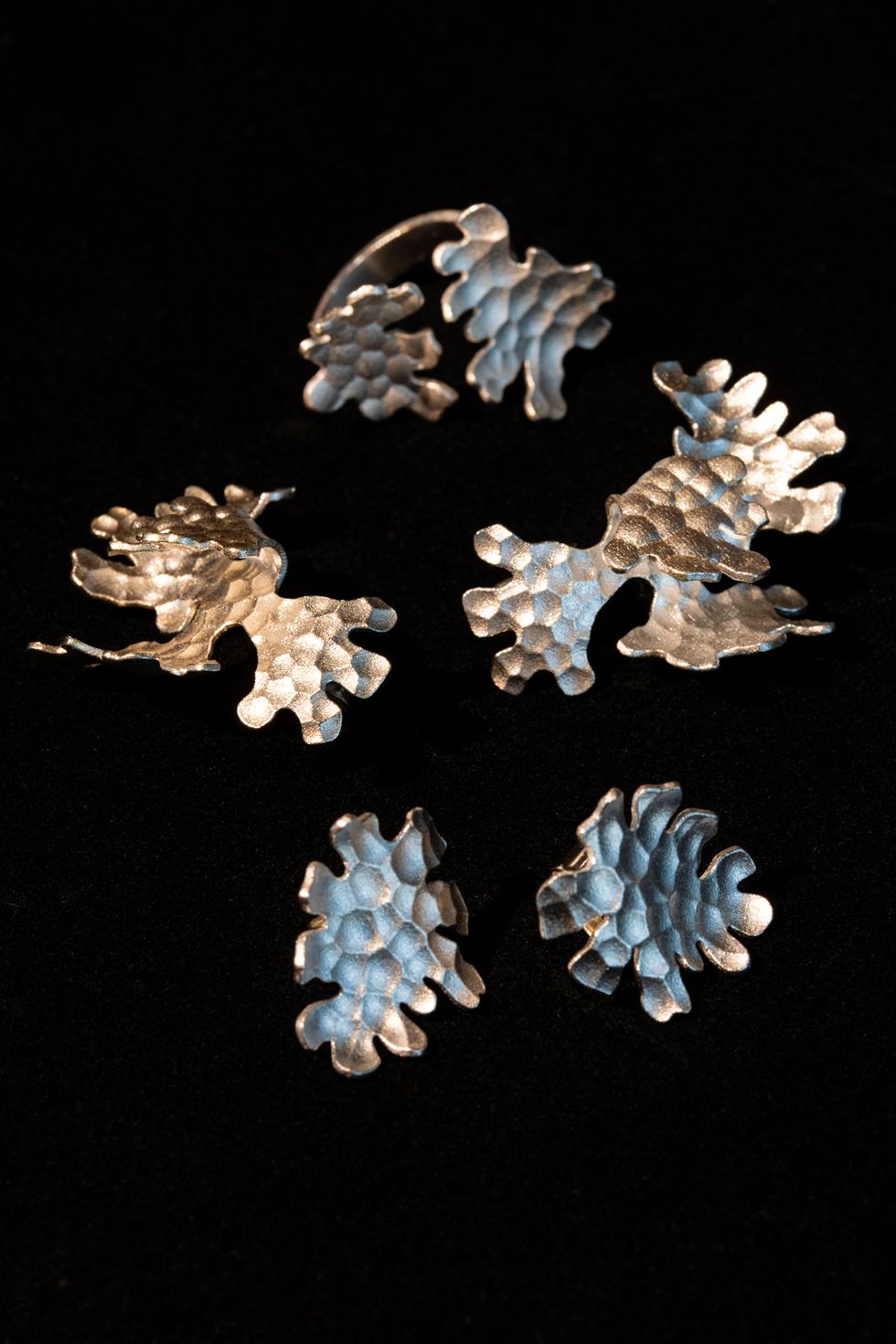 a group of blue and white crystals