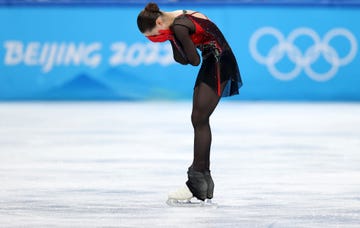 beijing, china   february 17 kamila valieva of team roc reacts after skating during the women single skating free skating on day thirteen of the beijing 2022 winter olympic games at capital indoor stadium on february 17, 2022 in beijing, china photo by catherine ivillgetty images