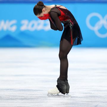 beijing, china   february 17 kamila valieva of team roc reacts after skating during the women single skating free skating on day thirteen of the beijing 2022 winter olympic games at capital indoor stadium on february 17, 2022 in beijing, china photo by catherine ivillgetty images