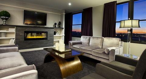 Living room, Room, Furniture, Property, Interior design, Building, Home, Real estate, Couch, Suite, 