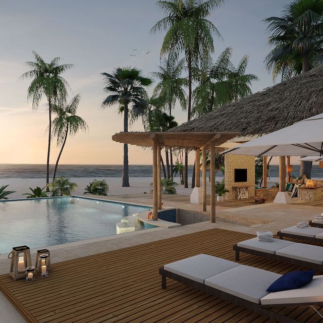 Resort, Property, Swimming pool, Building, Vacation, Real estate, House, Home, Palm tree, Sunlounger, 