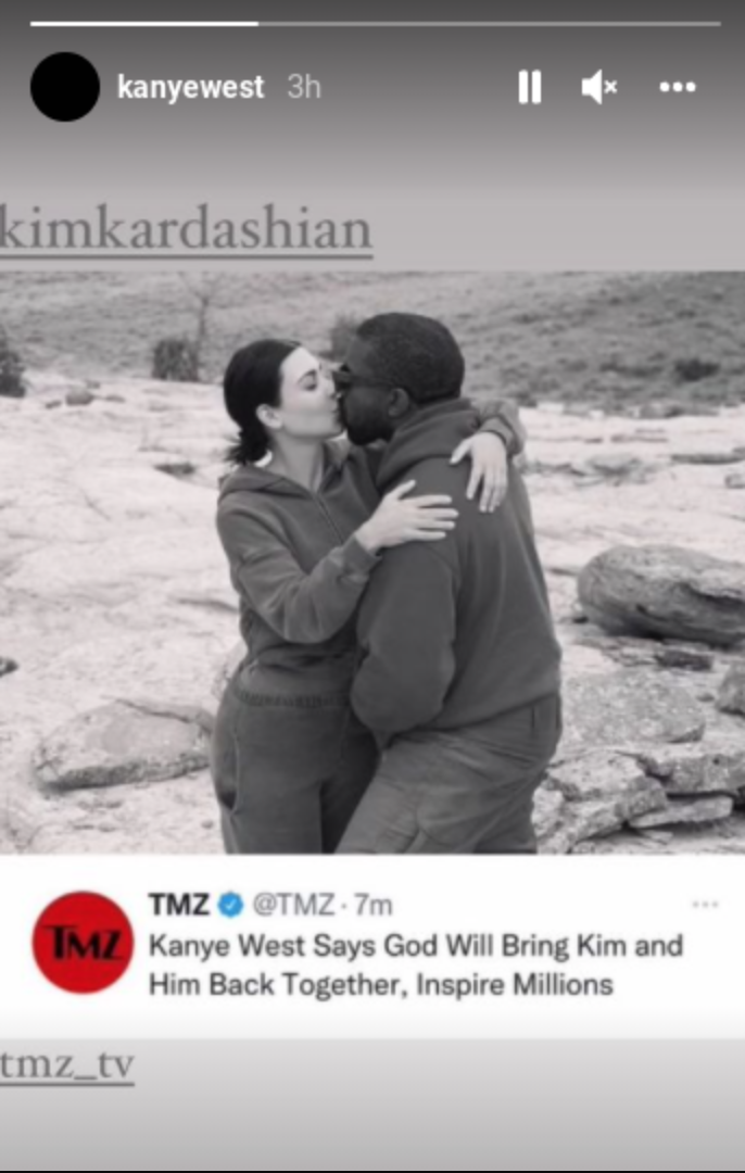 kanye shares a throwback with kim and says 'god will bring us back together'