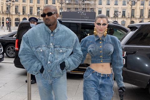 Kanye West and Julia Fox Wear Matching Leather Outfits in Paris