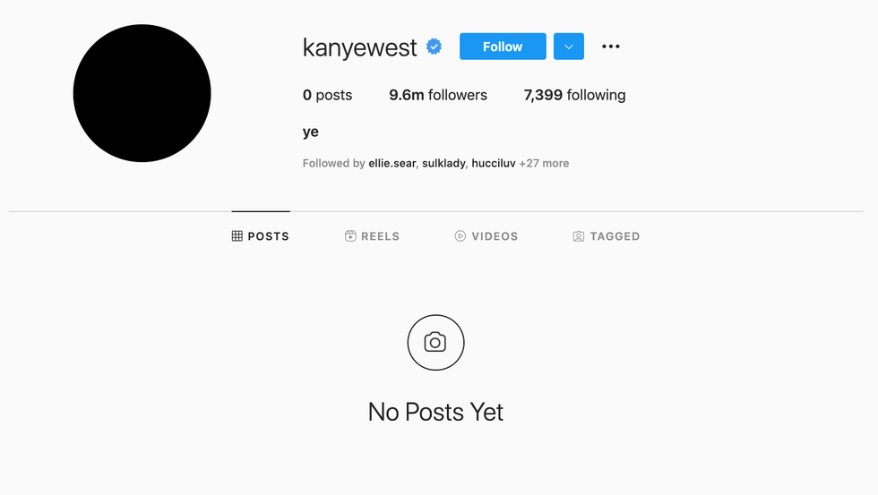 kanye west completely wipes his instagram account, again