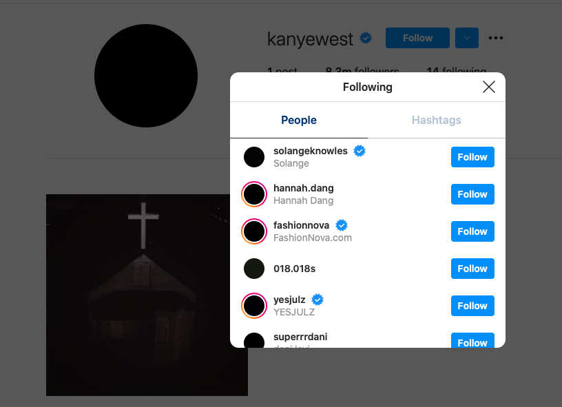kanye west has unfollowed kim kardashian on instagram