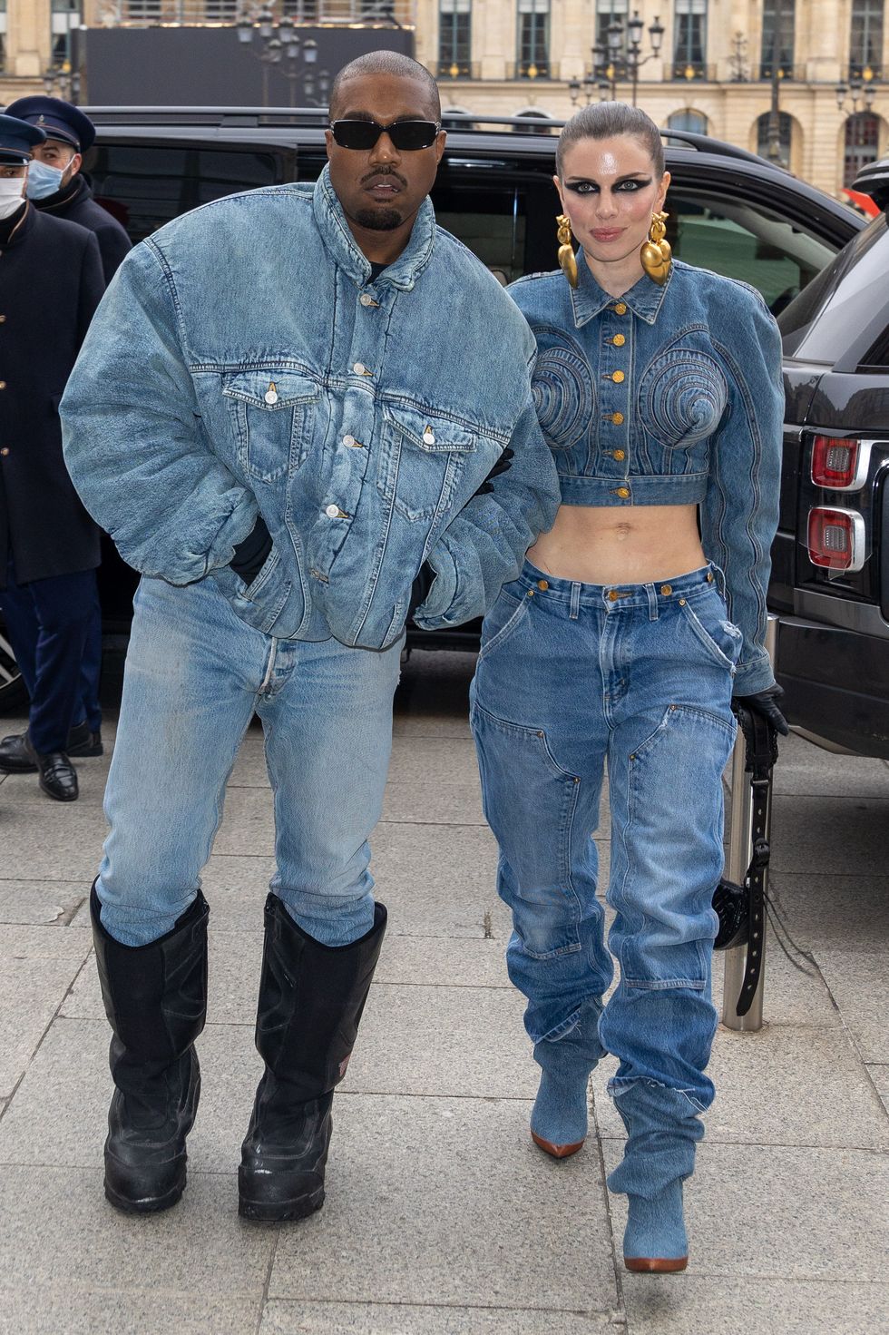 kanye west and julia fox match in double denim