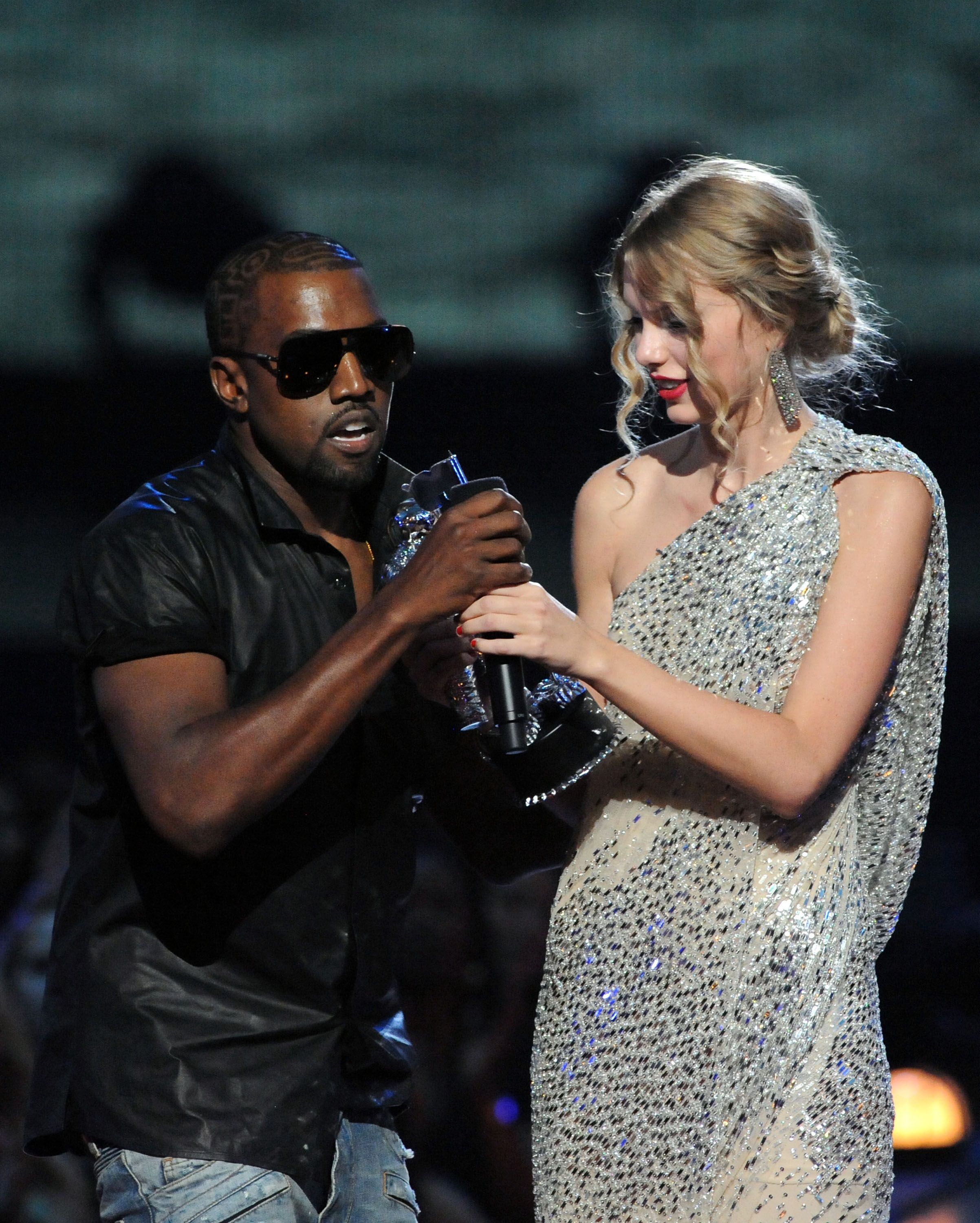 Kanye West with Taylor Swift during MTV Video Music Awards - Late Night Show