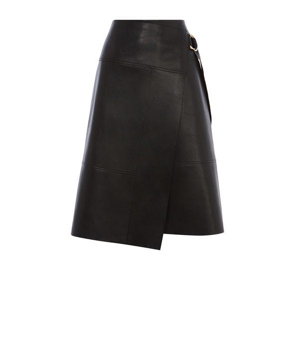 Faux-Leather Wrap Skirt