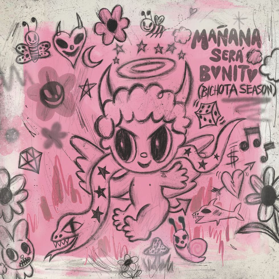 karol g album cover featuring black and pink graffiti art