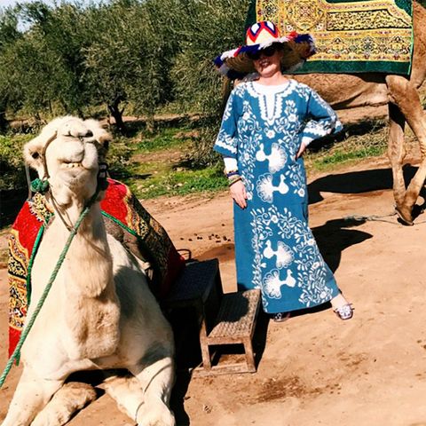KATE SPADE IN MEXICO WEARING ONE OF HER FAVORITE CAFTANS.