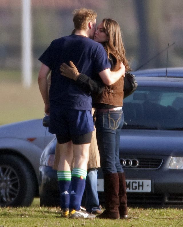 eton, united kingdom march 18 prince william kisses kate middleton, after playing the field game in an old boys match at eton college on march 18, 2006 in eton, england photo by indigogetty images