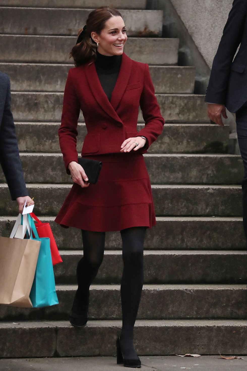Duchess of Cambridge’s velvet hair bow and Paule Ka skirt suit 