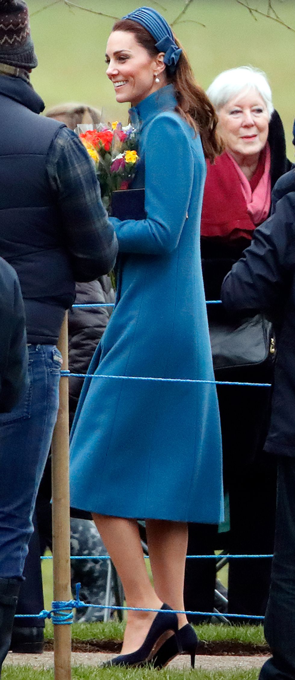 Duchess of Cambridge Sunday service 2019 blue headband and coat
