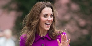 kate middleton in a fuchsia skirt suit, waving, to illustrate the story 'kate middleton's family home looks incredible in a new video' bucklebury manor in berkshire