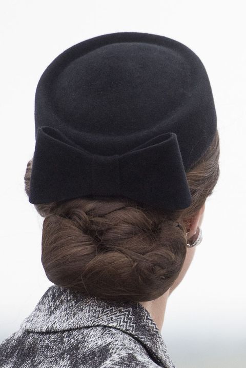 a photo of kate middleton wearing a hair net,  one of good housekeeping's royal beauty hacks