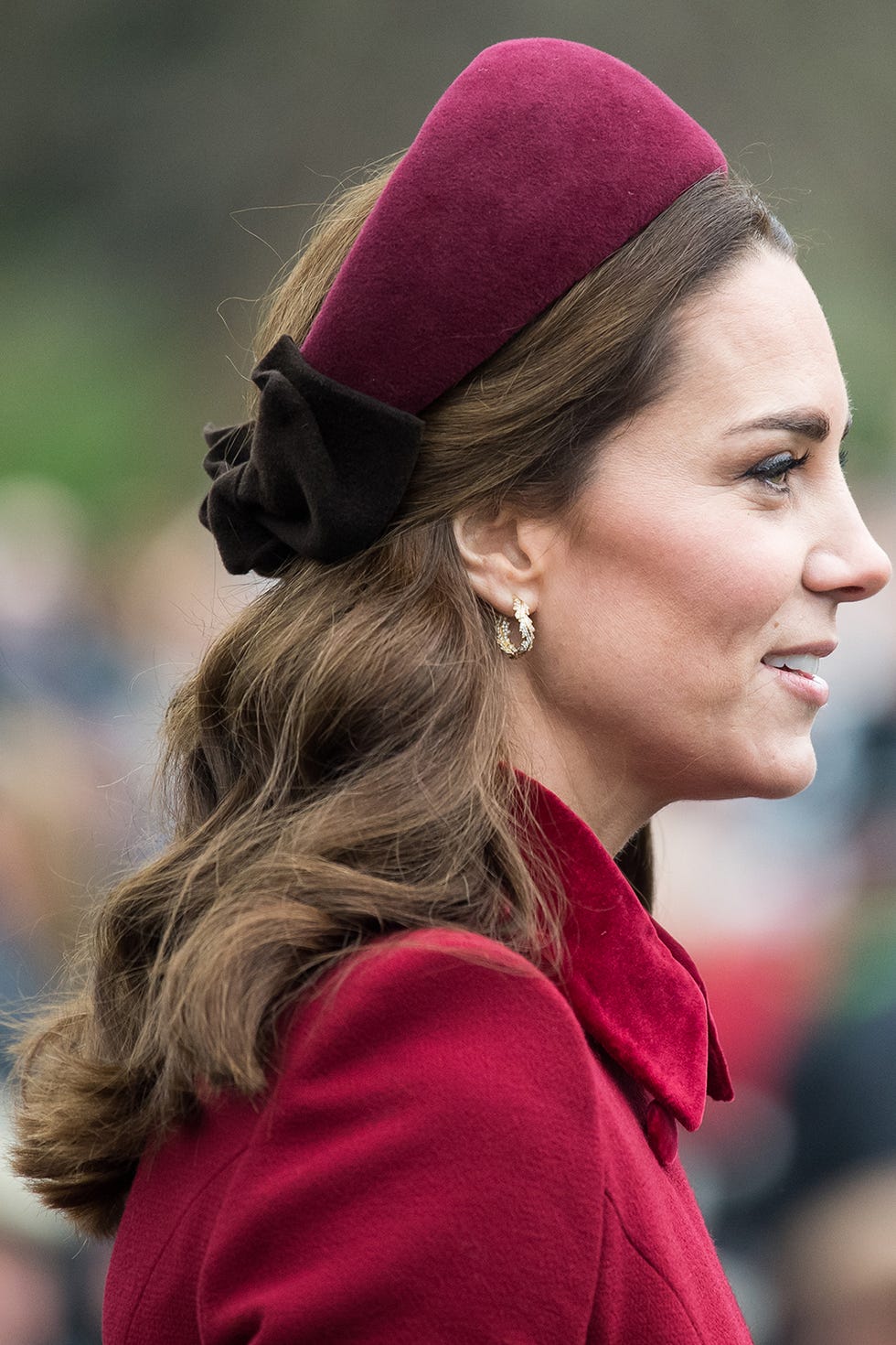 Duchess of Cambridge Christmas day 2018 red headband and coat
