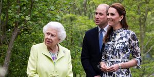 topshot   britains catherine, duchess of cambridge r shows britains queen elizabeth ii l and britains prince william, duke of cambridge, around the back to nature garden garden, that she designed along with andree davies and adam white, during their visit to the 2019 rhs chelsea flower show in london on may 20, 2019   the chelsea flower show is held annually in the grounds of the royal hospital chelsea photo by geoff pugh  pool  afp photo by geoff pughpoolafp via getty images